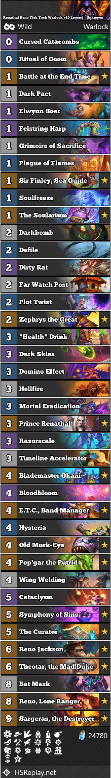 Renathal Reno Tick Tock Warlock #10 Legend - Unknown