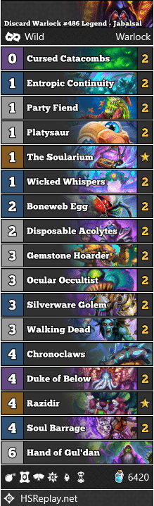 Discard Warlock #486 Legend - Jabalsal