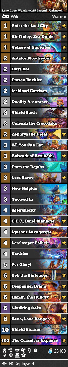 Reno Quest Warrior #285 Legend - Unknown