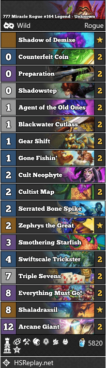 777 Miracle Rogue #164 Legend - Unknown