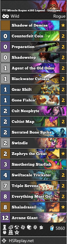 777 Miracle Rogue #260 Legend - Unknown