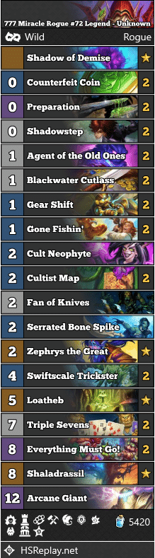 777 Miracle Rogue #72 Legend - Unknown
