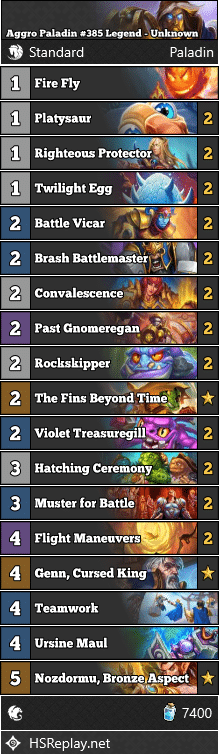 Aggro Paladin #385 Legend - Unknown