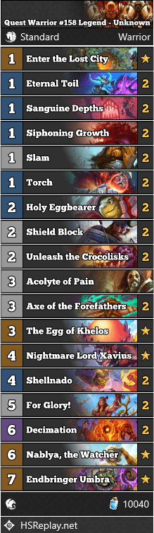 Quest Warrior #158 Legend - Unknown