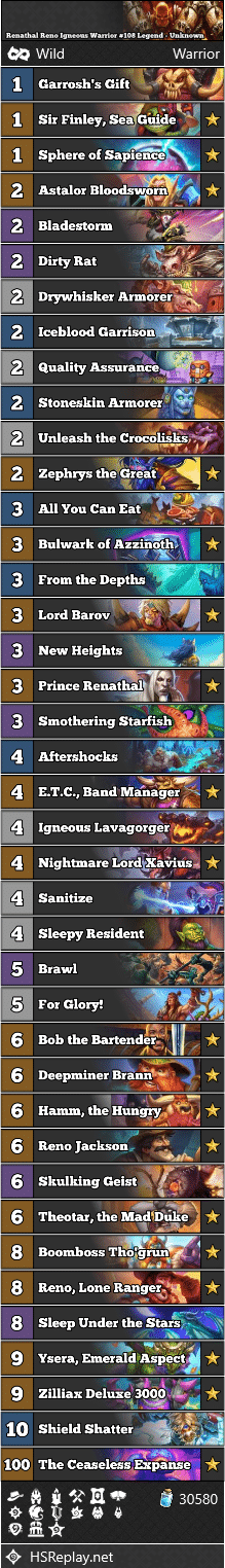 Renathal Reno Igneous Warrior #108 Legend - Unknown