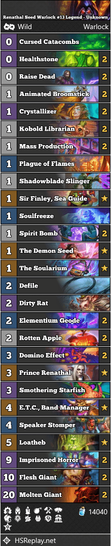 Renathal Seed Warlock #13 Legend - Unknown