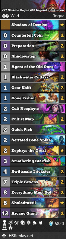 777 Miracle Rogue #10 Legend - Unknown