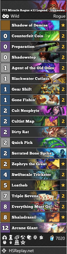 777 Miracle Rogue #33 Legend - Unknown