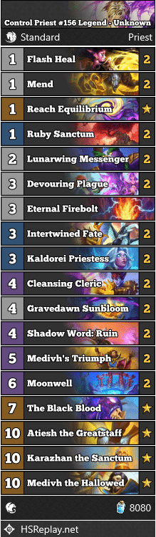 Control Priest #156 Legend - Unknown