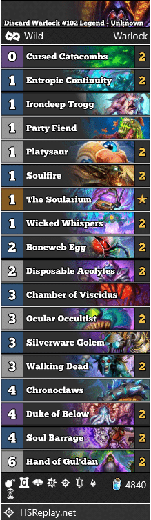 Discard Warlock #102 Legend - Unknown