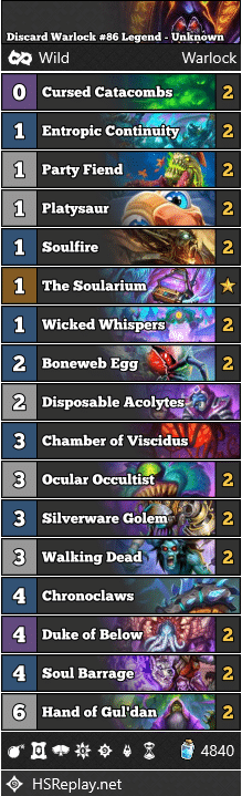 Discard Warlock #86 Legend - Unknown