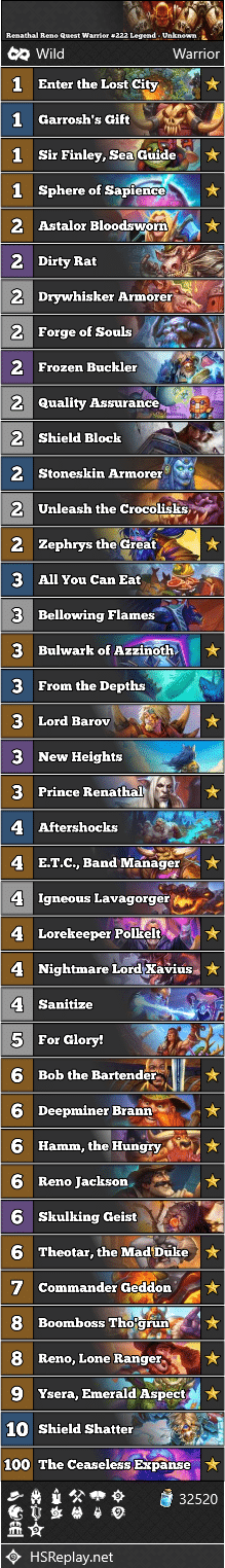 Renathal Reno Quest Warrior #222 Legend - Unknown