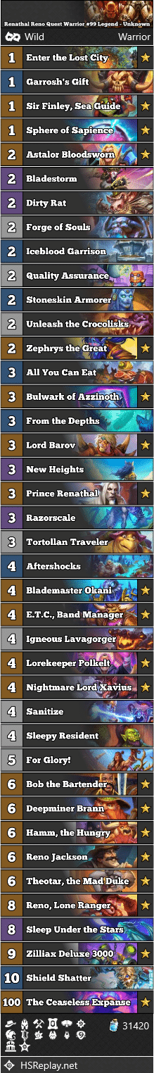 Renathal Reno Quest Warrior #99 Legend - Unknown