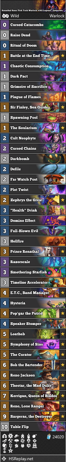 Renathal Reno Tick Tock Warlock #162 Legend - Unknown