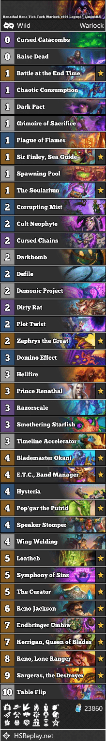 Renathal Reno Tick Tock Warlock #194 Legend - LimiusHS