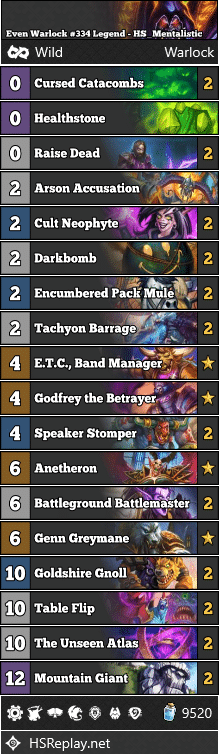 Even Warlock #334 Legend - HS_Mentalistic