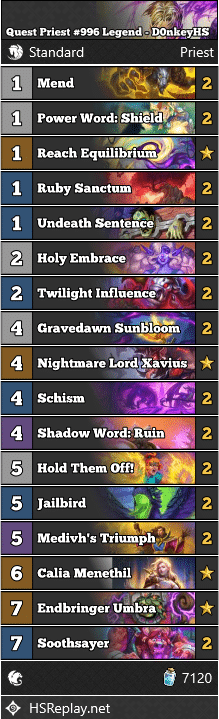 Quest Priest #996 Legend - D0nkeyHS