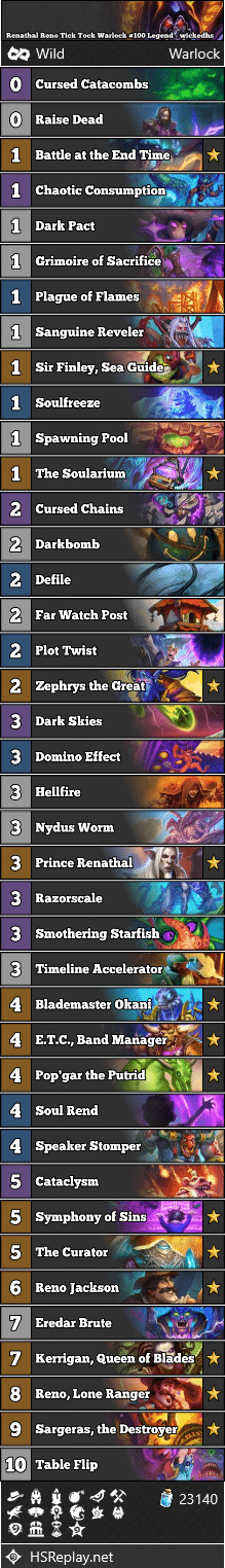 Renathal Reno Tick Tock Warlock #100 Legend - wickedhs