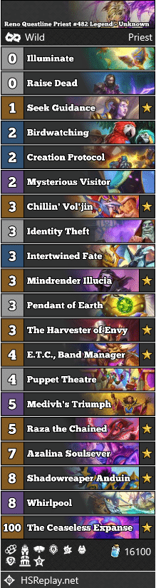 Reno Questline Priest #482 Legend - Unknown