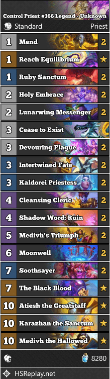 Control Priest #166 Legend - Unknown