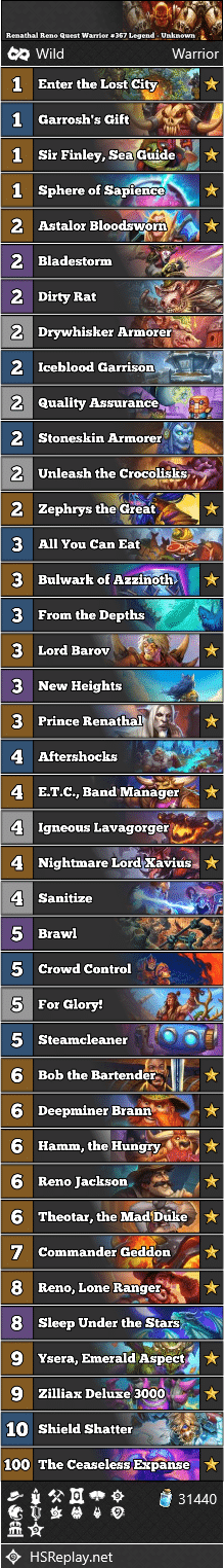 Renathal Reno Quest Warrior #367 Legend - Unknown