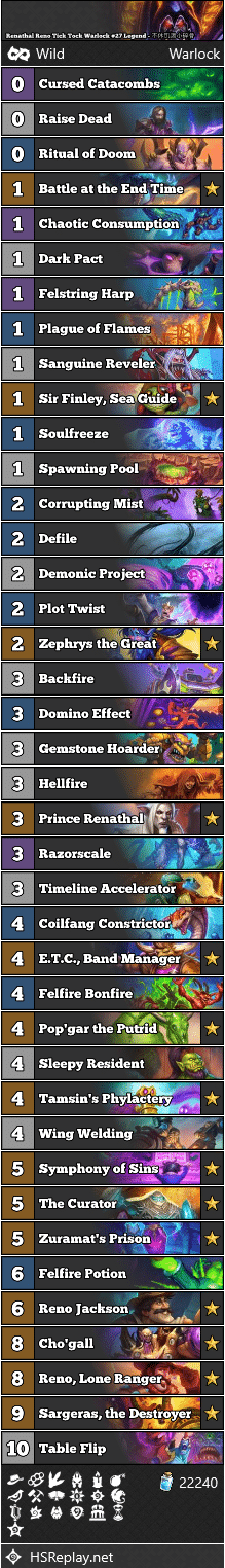 Renathal Reno Tick Tock Warlock #27 Legend - 不休饥渴小碎骨