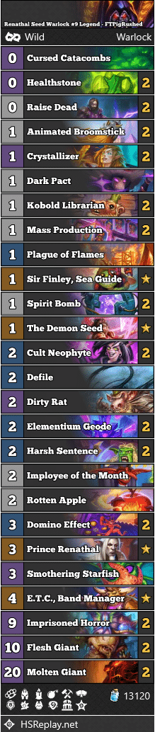 Renathal Seed Warlock #9 Legend - FTPigRushed