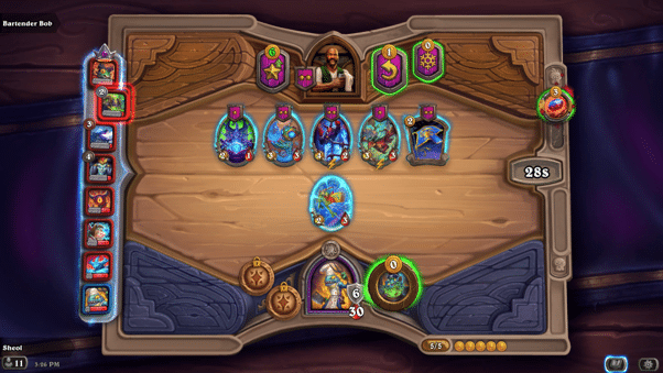 Battlegrounds Recruit Phase showing gold and Tavern Tier