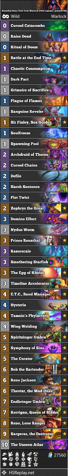 Renathal Reno Tick Tock Warlock #452 Legend - ataru56789