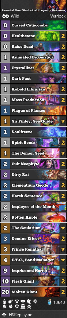 Renathal Seed Warlock #11 Legend - Unknown